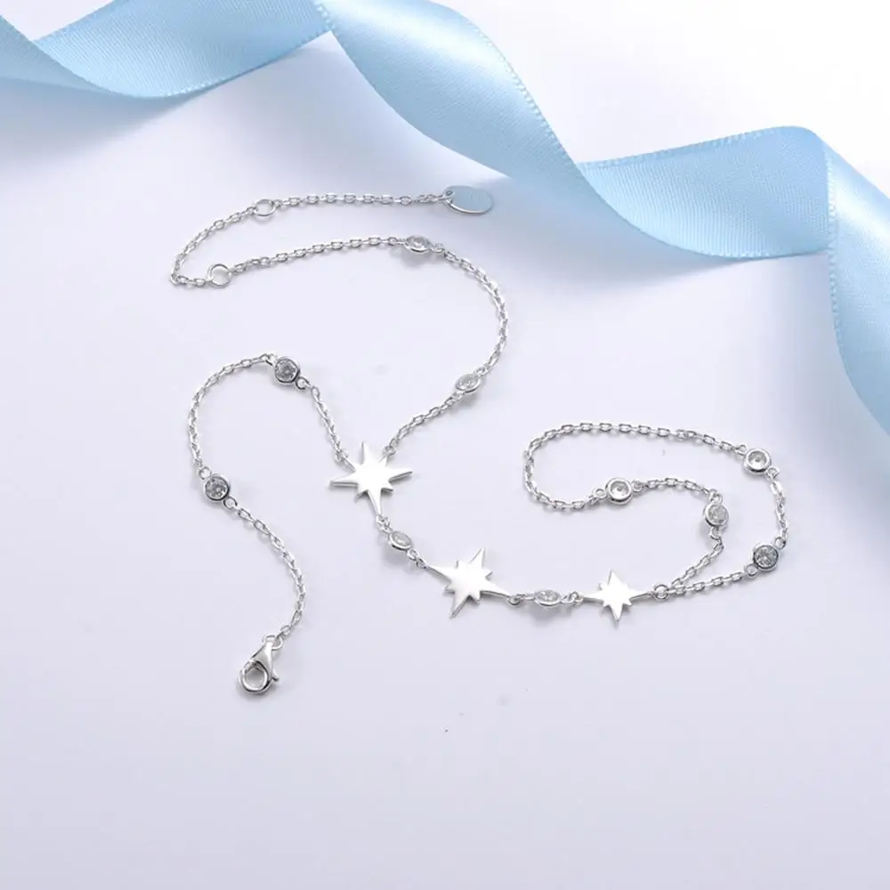 Женский браслет из серебра 925 пробы с золотыми звездами | Украшения и аксессуары