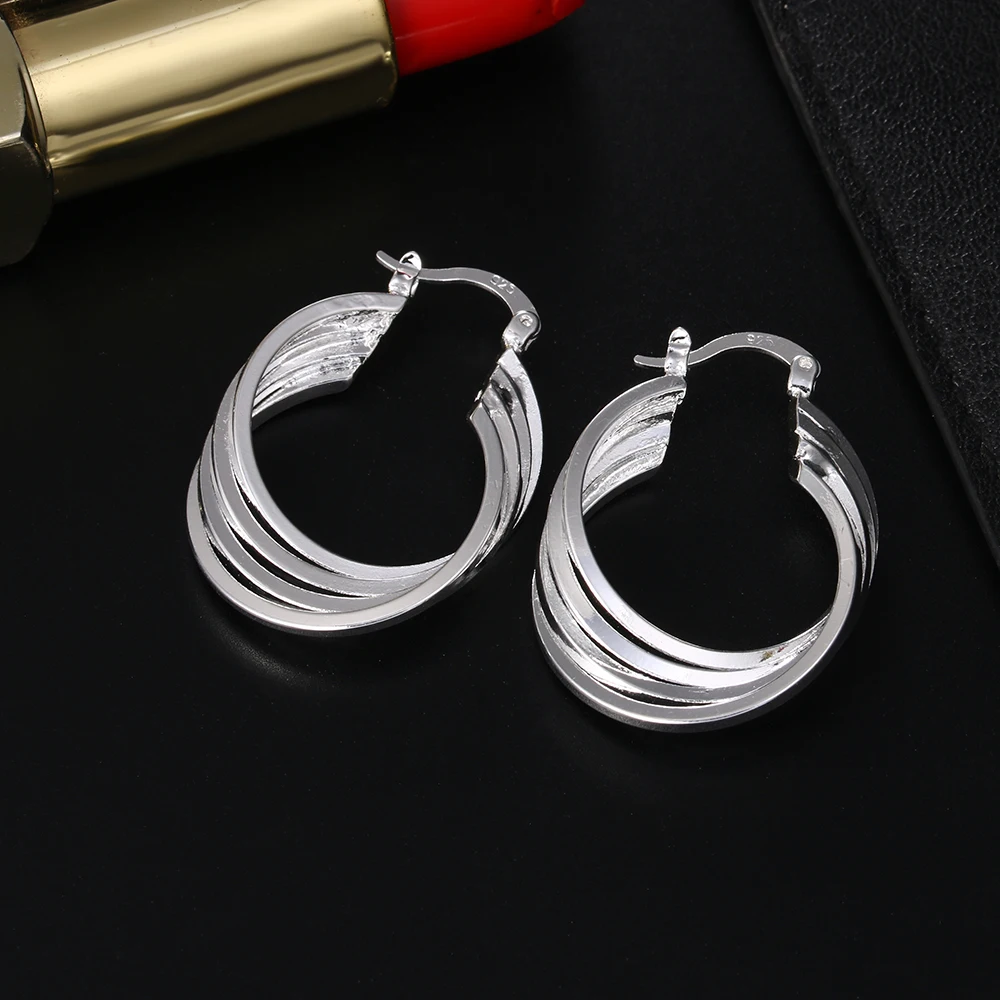 hot retro popular high quality 925 color silver earrings for woman fashion jewelry party wedding brands christmas gifts free global shipping