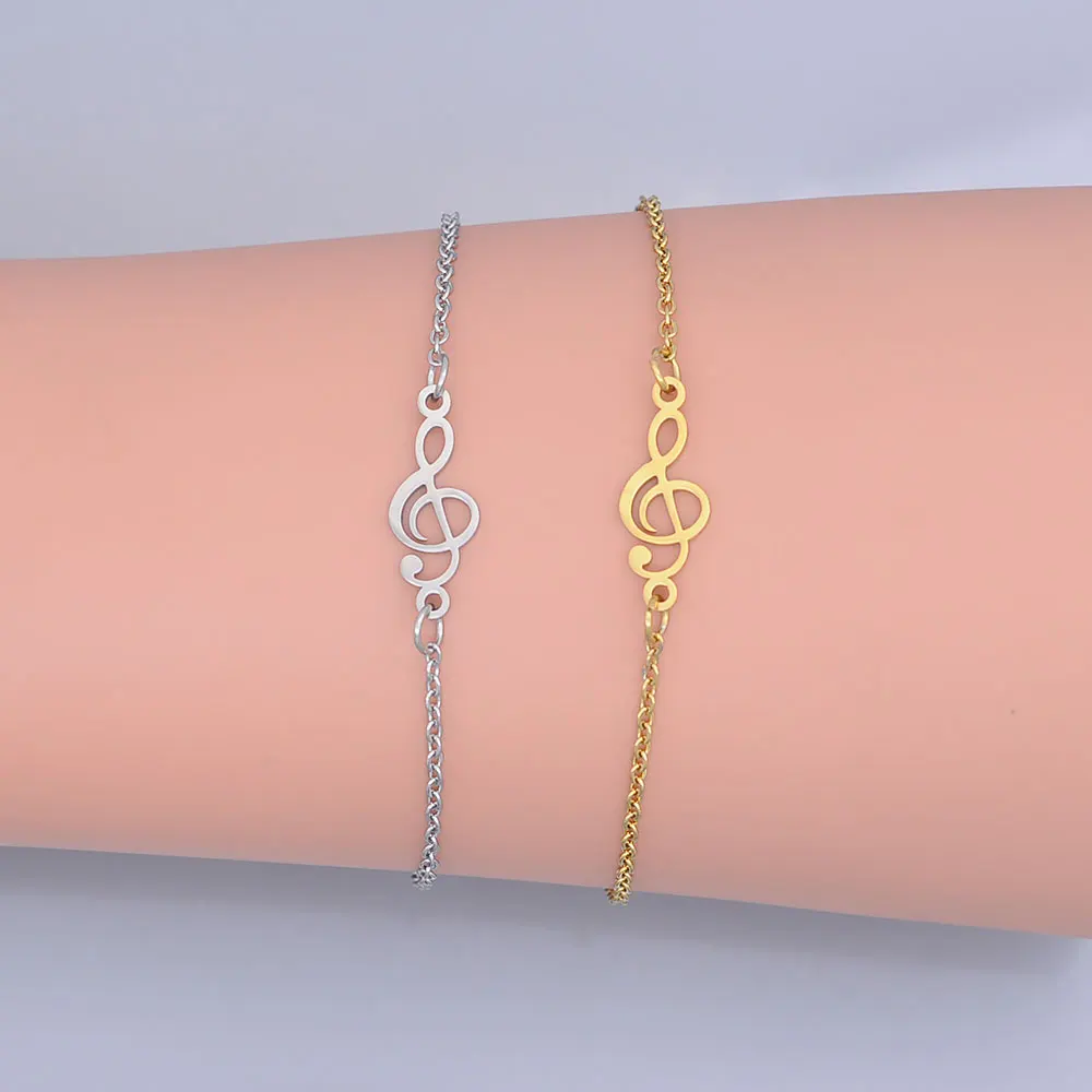 100% нержавеющая сталь изящная подвеска Чарм в форме ноты браслет для женщин