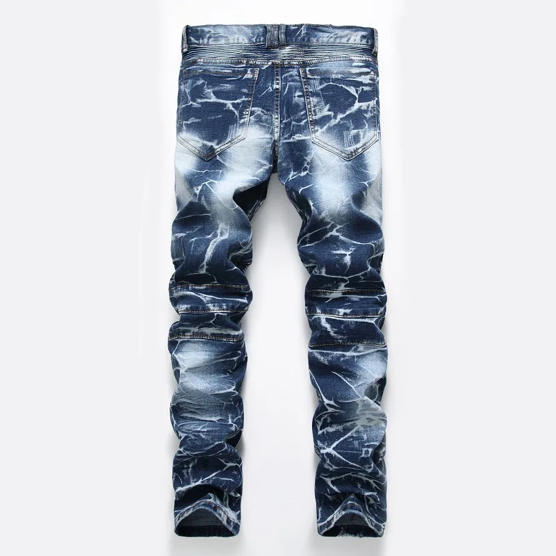 

European and American Style Jeans Men's Nostalgic Motorcycle Jeans Straight Fashion Men Personality Trousers