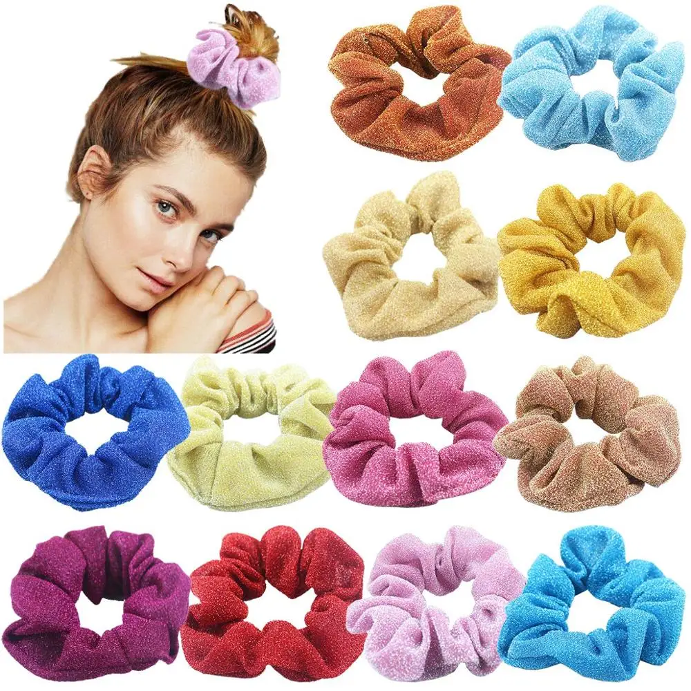 Блестящие резинки для волос с блестками 12 шт. эластичные держатель конского