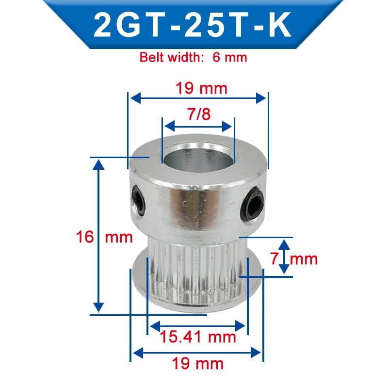 GT2 timing pulley 25 Teeth Bore 4/5/6/6.35/7/8mm belt width 7/11mm fit for 6/10mm 3D Printer parts | Обустройство дома