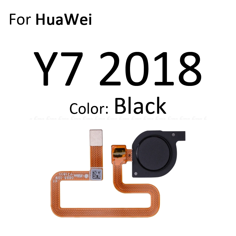 Сенсорный ID сканер отпечатков пальцев разъем гибкий кабель для HuaWei Y9 Y7 Y6 премьер-профессионал Кнопка возврата домой - Цвет: For Y7 2018 Black