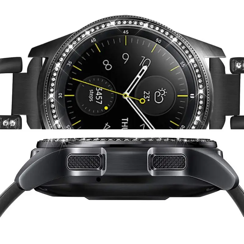 Кольцо из нержавеющей стали и Бриллиантовая оправа для samsung Galaxy Watch 42 мм Женский металлический клеящийся чехол из розового золота с защитой от царапин
