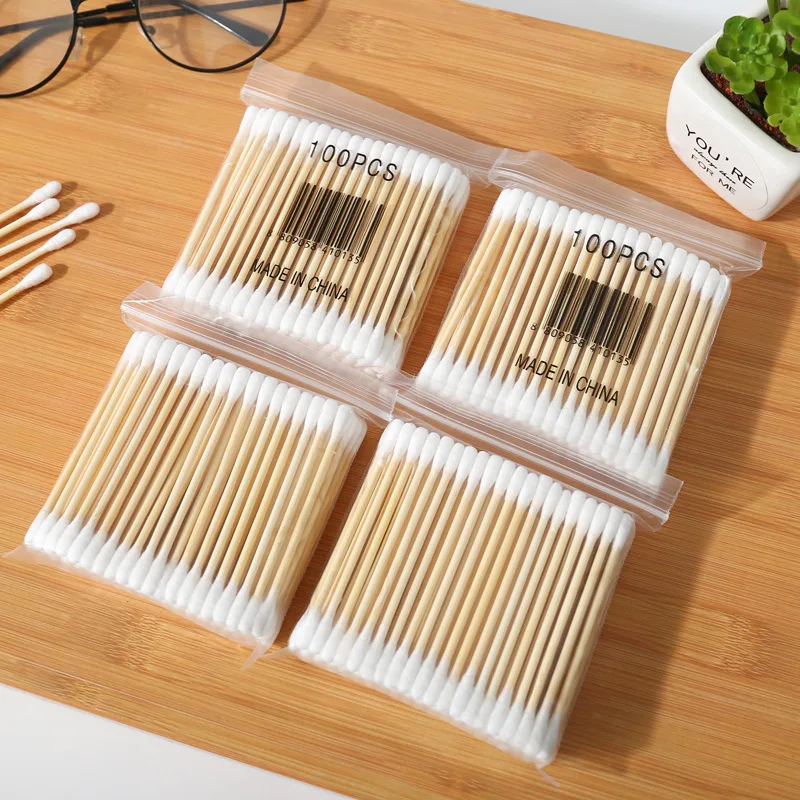 Double Head Wood Cotton Swab Women Makeup Buds Tip Sticks Nose Ear Cleaning Baby Health Care Tools palos de madera | Красота и