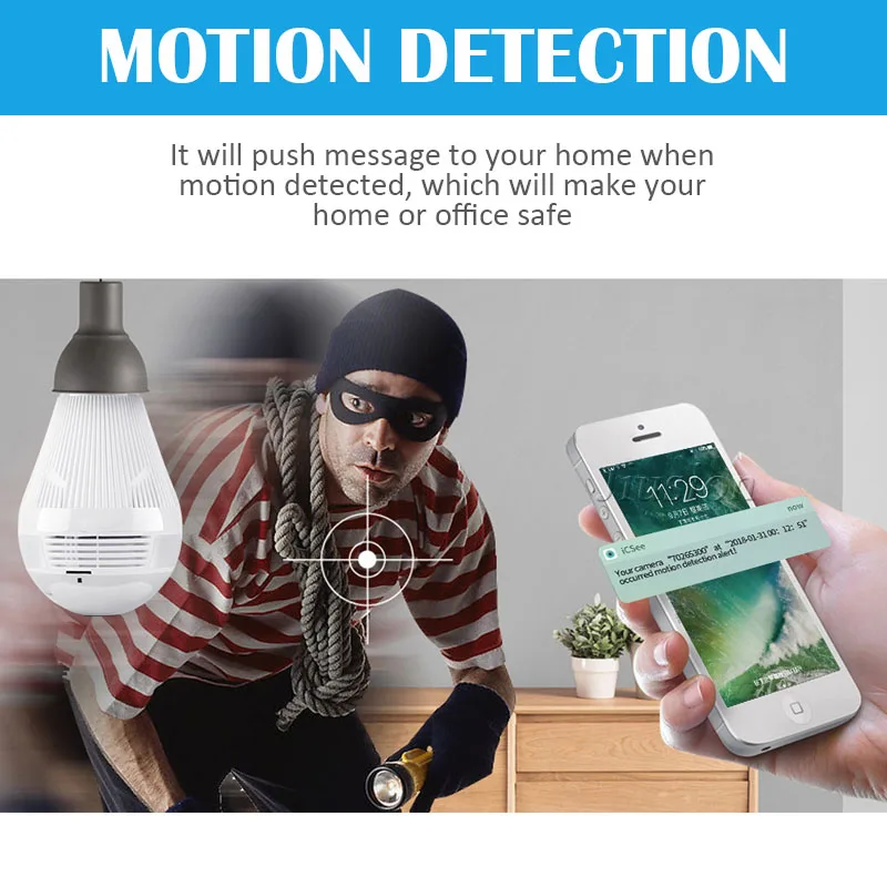 960P беспроводной светодиодный светильник 360 градусов панорамная лампа домашняя