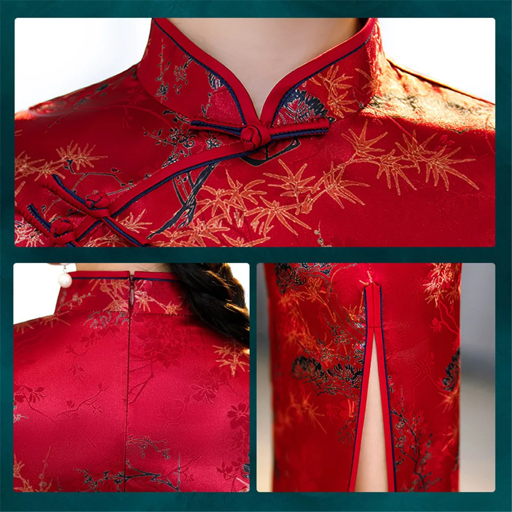 

Printing Chinese Traditionele Plus Size 3xl Vestidso Cheongsam Elegant Wedding Party Dress Mermaid Slim Diagonaal Gesp Qipao