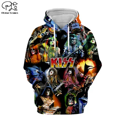 BAND KISS Rock& Roll All Nite вечерние 3D толстовки с капюшоном для мужчин и женщин, новая модная толстовка с капюшоном, пуловер с длинным рукавом, стиль-2 - Цвет: 1