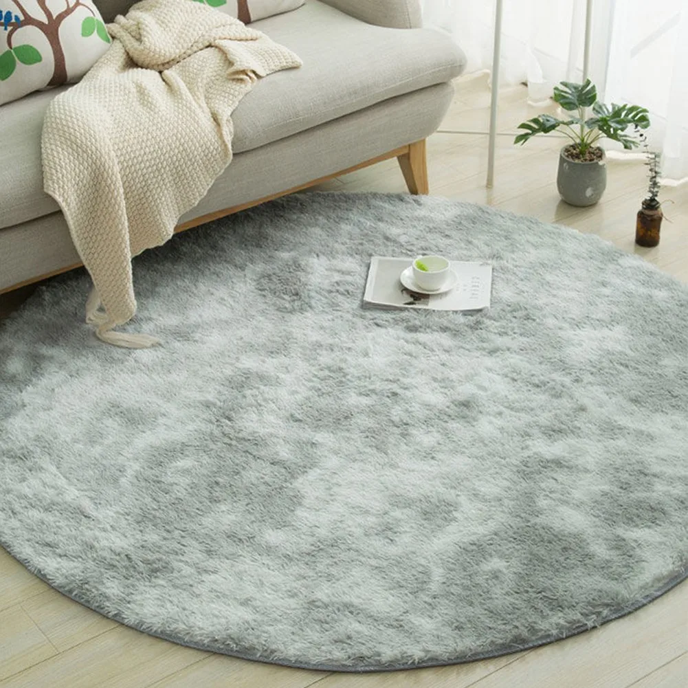 

60*60CM Carpets Rugs Long Plush Popular Round Floor Fluffy Mats Rainbow Gradient Color Shaggy Rug Living Room Bedroom Carpet