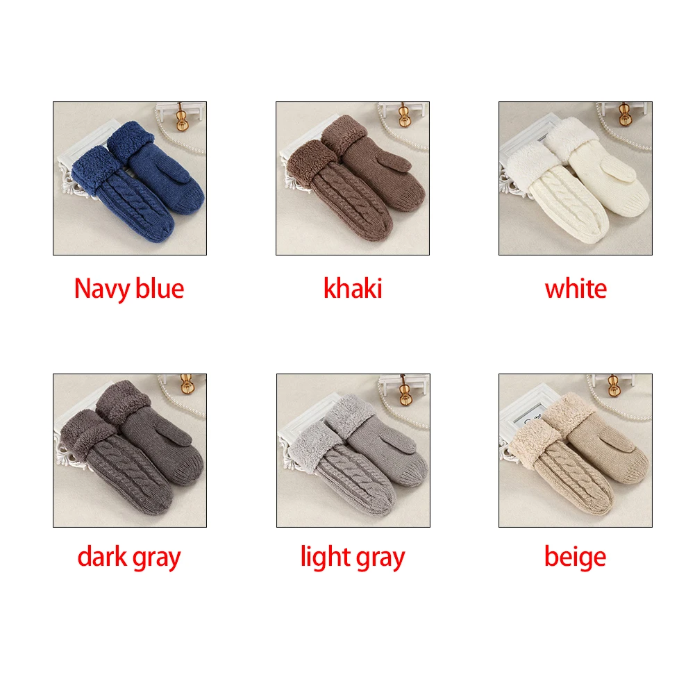 

Fashion Mittens Women Warm Winter knitted Cashmere Twisted warm gloves