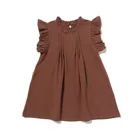 Новинка 2022, летнее платье для девочек, Детский сарафан, детская одежда, льняное Удобное повседневное платье с рюшами для малышей, 5 цветов, #6020