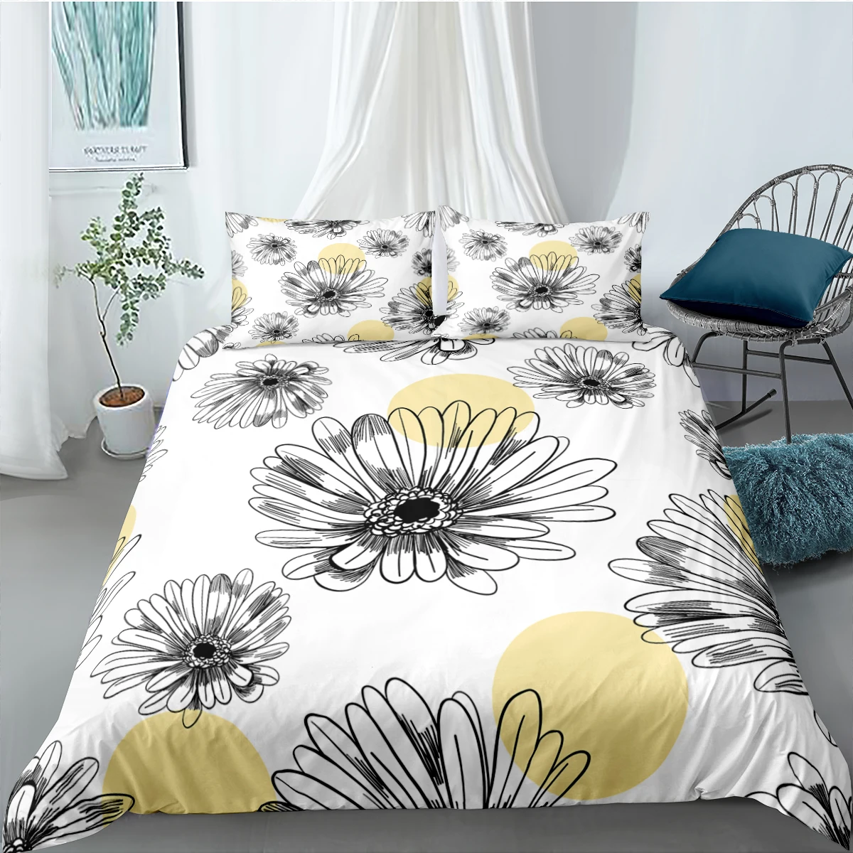 

Flower Leaf Printed Duvet Cover Twin Full Queen King Size Bedding Set 2/3Pcs Luxury Comforter Cover With Pillowcase Quilt Covers