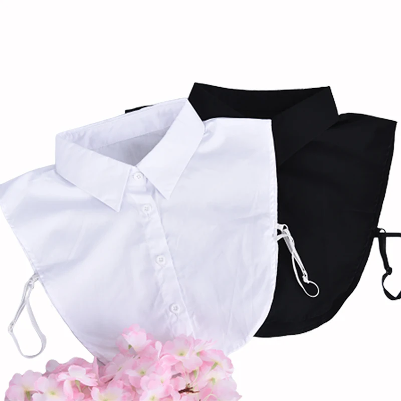 

Black/White Ladies Women Adult Detachable Lapel Shirt Fake Collar Fashion Solid Color False Blouse Neckwear Clothing Accessories
