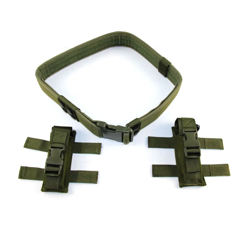Тактический военный поясной ремень с двумя карманами для магазинов уличный