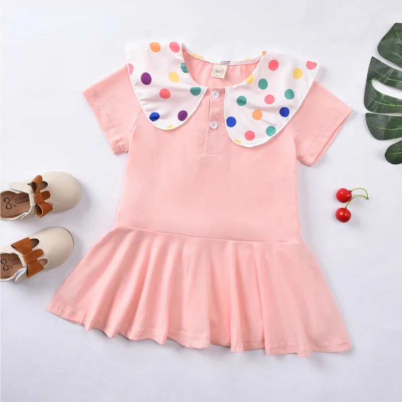 

2022 New Fashion Party Princess Dress Baby Girls Dress Summer Children Kids Clothing Girls Short Sleeve Cotton Beach Dress