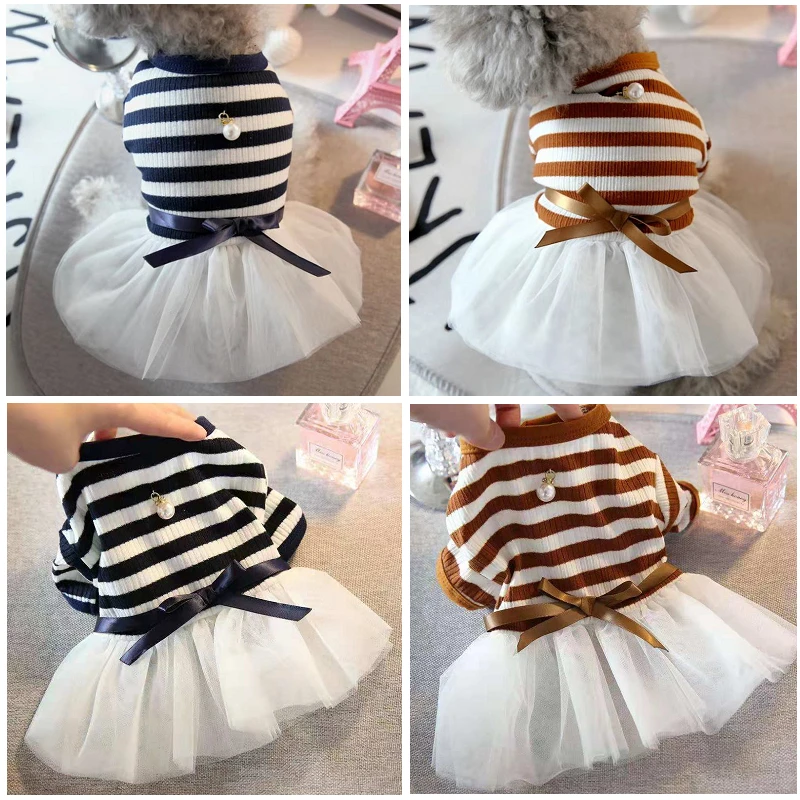 Летняя осенняя одежда для собак тонкое платье щенка кошки Милая юбка собаки
