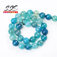 natural blue dragon vein agates round loose beads faceted stone beads 8mm 10mm 15 for jewelry making accessories diy bracelet