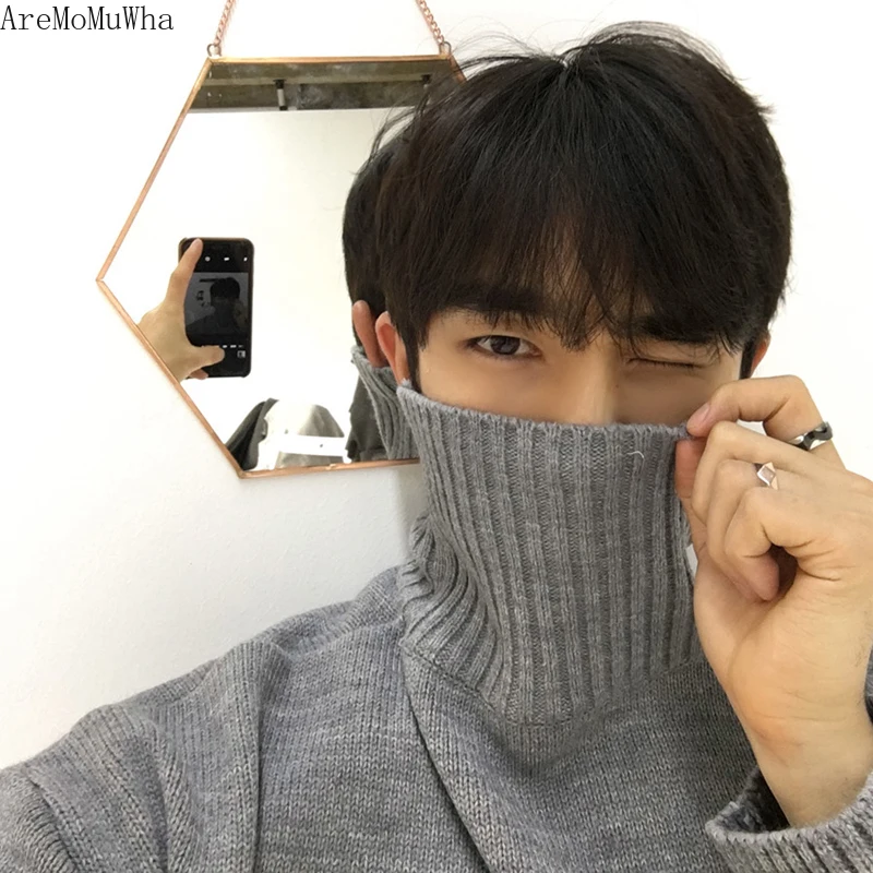 

New Turtleneck Sweater Men Thickening Student Winter Loose Bottoming Sweater Korean Trend Sweater Harajuku Knitted Sweater Men