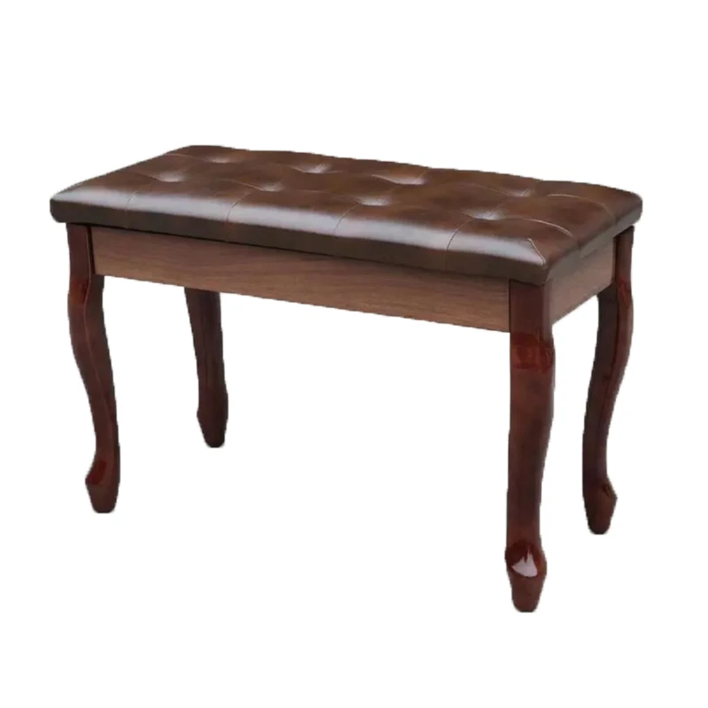 Универсальный двойной стул для пианино H1 с изогнутыми ногами и книжным шкафом