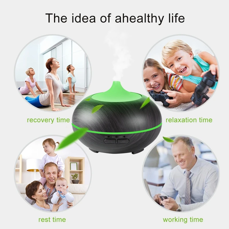 

550ML Intelligent Ultrasonic Air Humidifier, Remote Control Essential Oil Diffuser with 7 LED Mood Lights US Plug