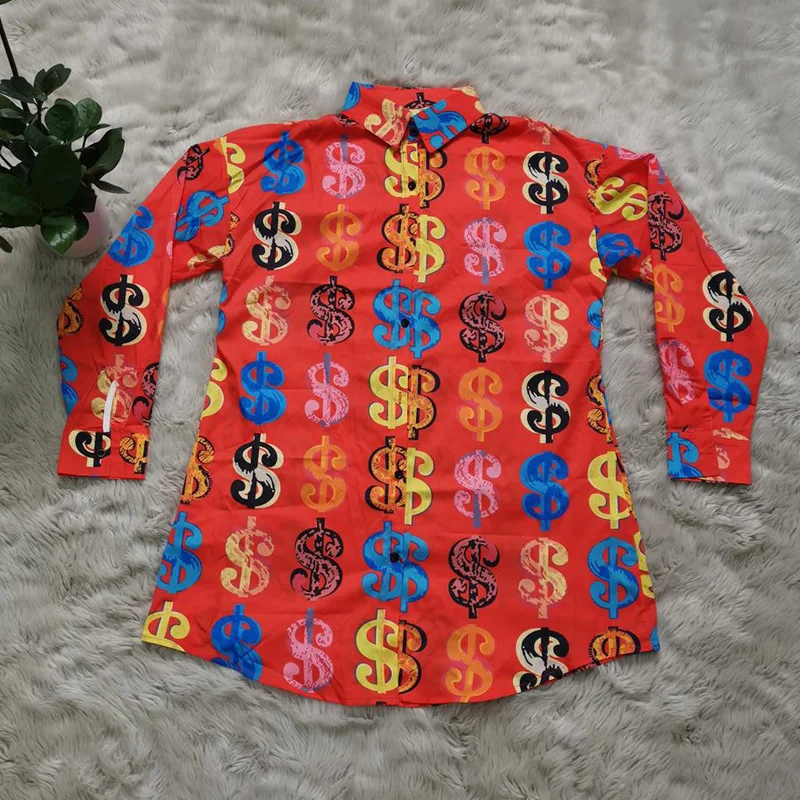 

Women Dollor print long loose shirt blouse
