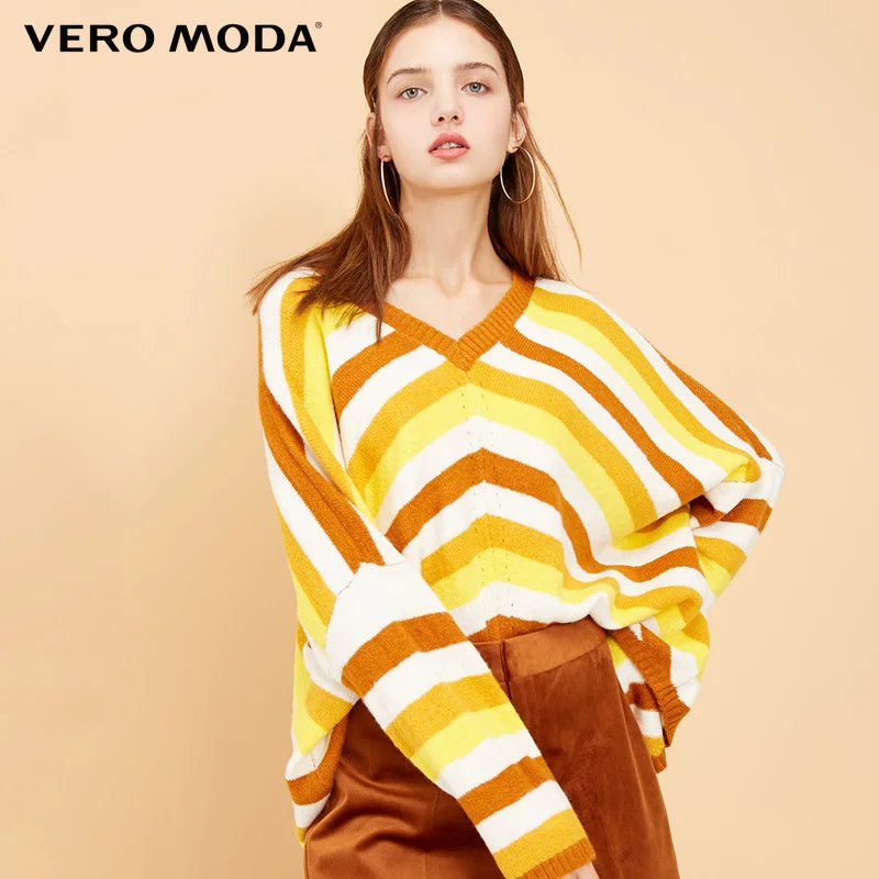 

Свободный свитер в полоску с v-образным вырезом Vero Moda | 319113513