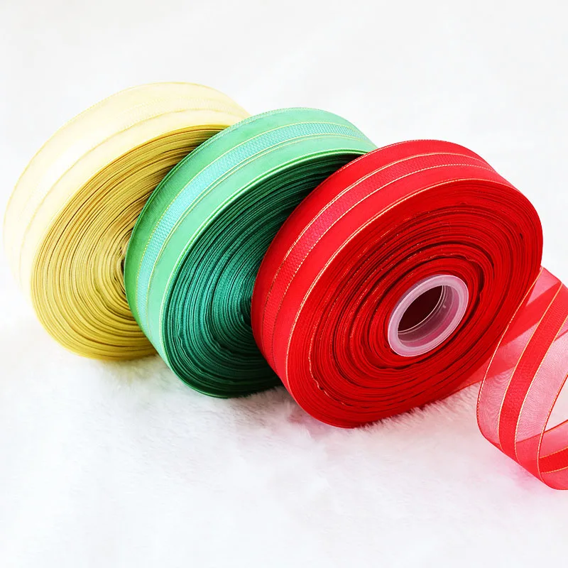 2 ярда 38/65 мм полоса Снежная лента Подарочная упаковка золотые края шелковые