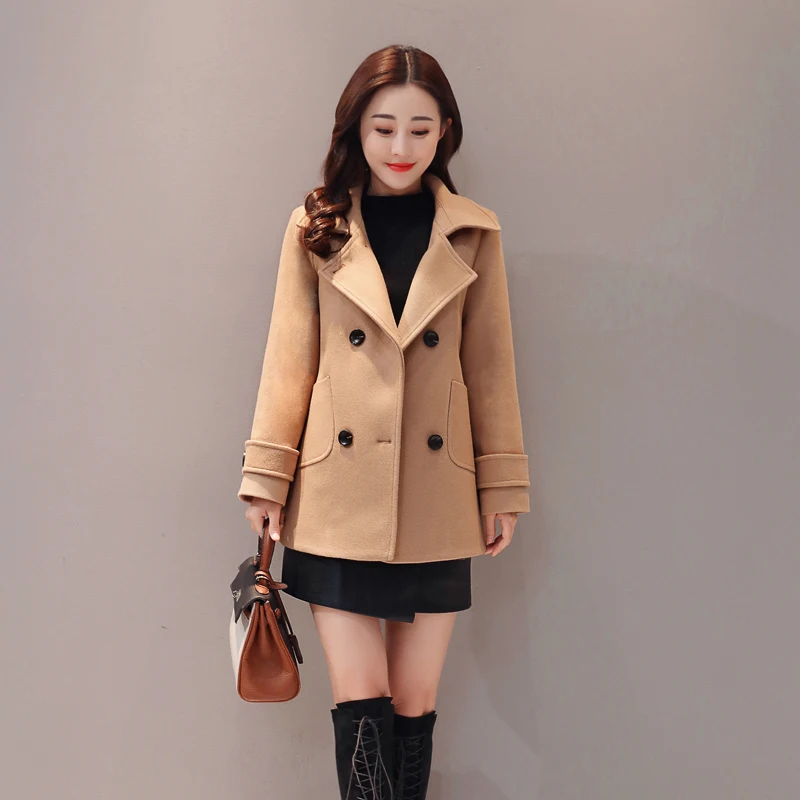 2022 Winter new Women Solid Short Wool Jacket Korean Warm Thick Loose Double Breasted Outerwear Casual Woolen Coat Female G1648