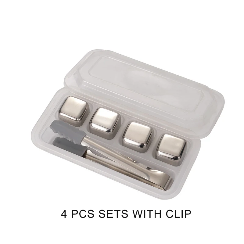 

New Whisky Stones Stainless Steel Ice Cubes Set Reusable Food Grade Reusable Fast Freezing Ice Cube Chilling Rock Party Bar Tool
