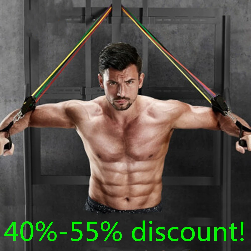 

11 PCS Tube Resistance Bands Set 100 LB Fitness pull rope With Protective Nylon Sleeves Fitness Elastic Bands for Home Training