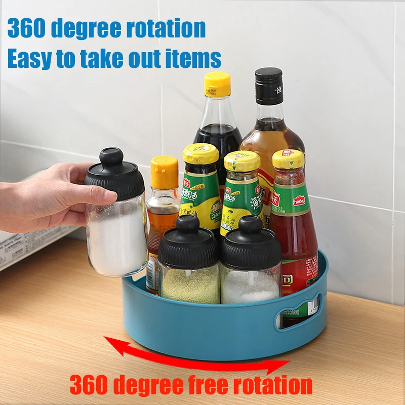 

360 Rotating Tray Kitchen Storage Turntable Containers for Turntable Non Slip Bathroom Dried Spice Snack Fruit Food Plate