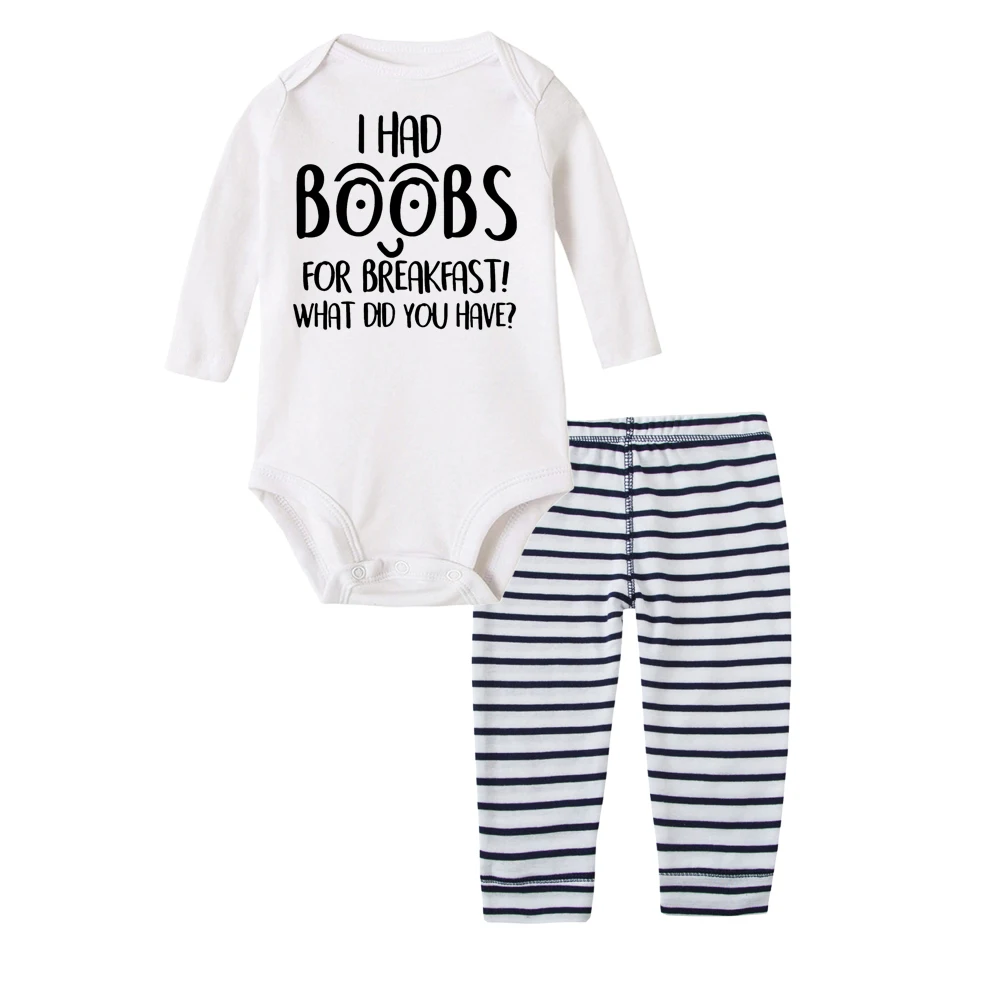 Комплект одежды для новорожденных мальчиков и девочек с грудью на завтрак
