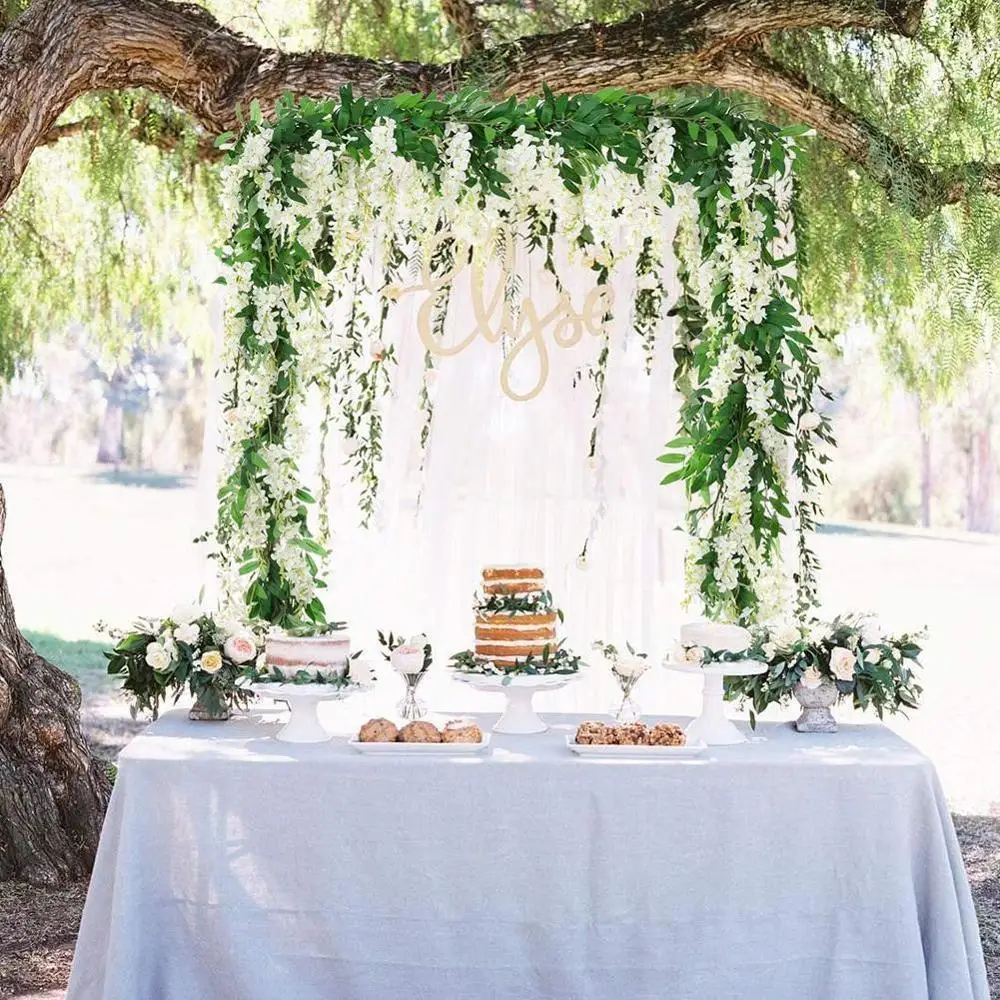 

Wisteria Artificial Flower Vine Ivy Leaf Garland Silk Flowers Arch Vine Rose String Wedding Flower Decoration Home Rattan G Q6I0