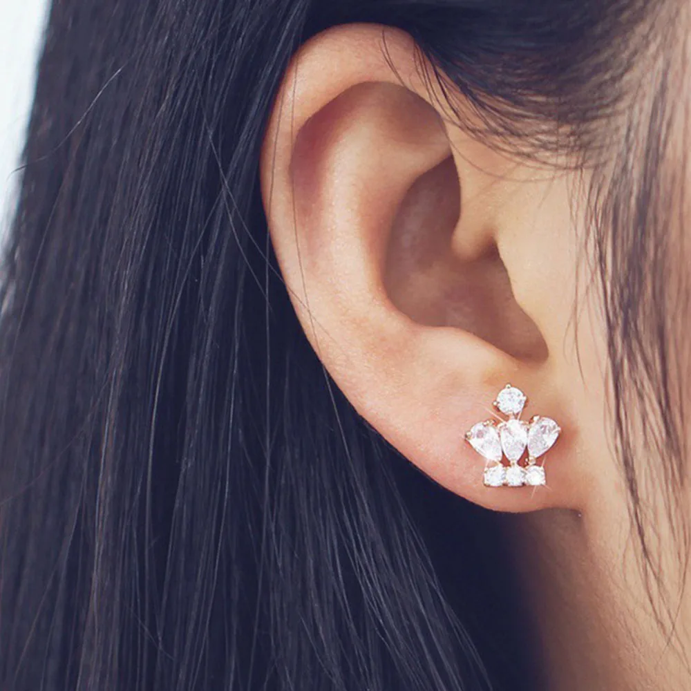 Женские серьги в форме короны гвоздики с кристаллами Ювелирное Украшение