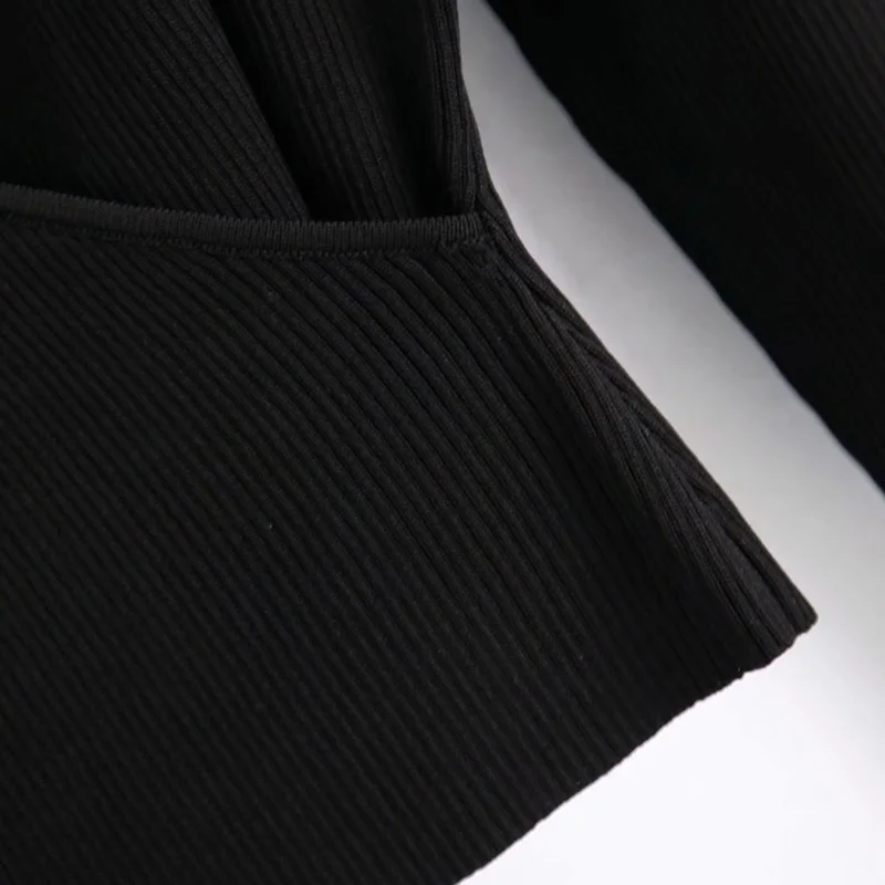 

2020 Summer Women Knitting Blouses Shirts Tops High elasticity Slim V-Neck Cascading Ruffle Female Fashion Top blusas