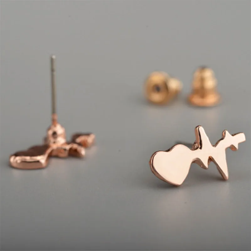 Сплав женские стильные серьги гвоздики сердце электрокардиограмма ушные