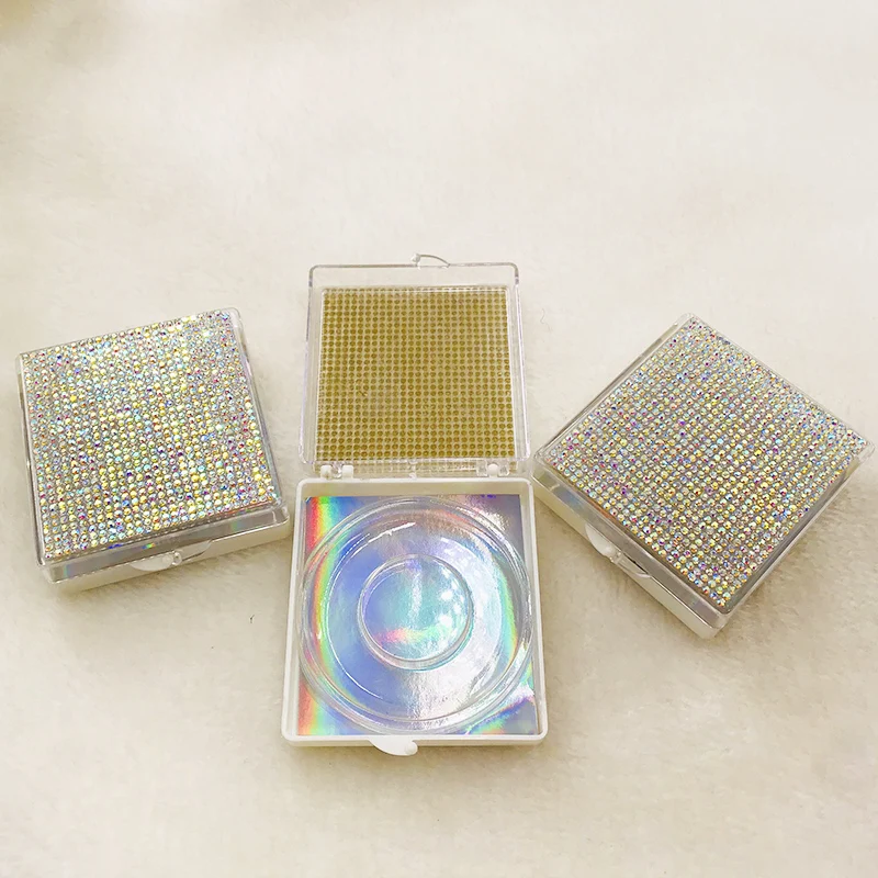 Empty Square Silver 10 шт./лот блестящий чехол для ресниц пустые коробки для ресниц поставляются с прозрачным лотком голографический цвет фона карты - Цвет: Empty Square Silver