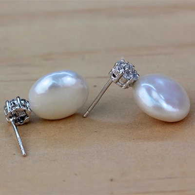 

Women Gift word 925 Sterling silver real Shipping pony natural freshwater pearls Baroque coin shaped earrings earrings S925 high