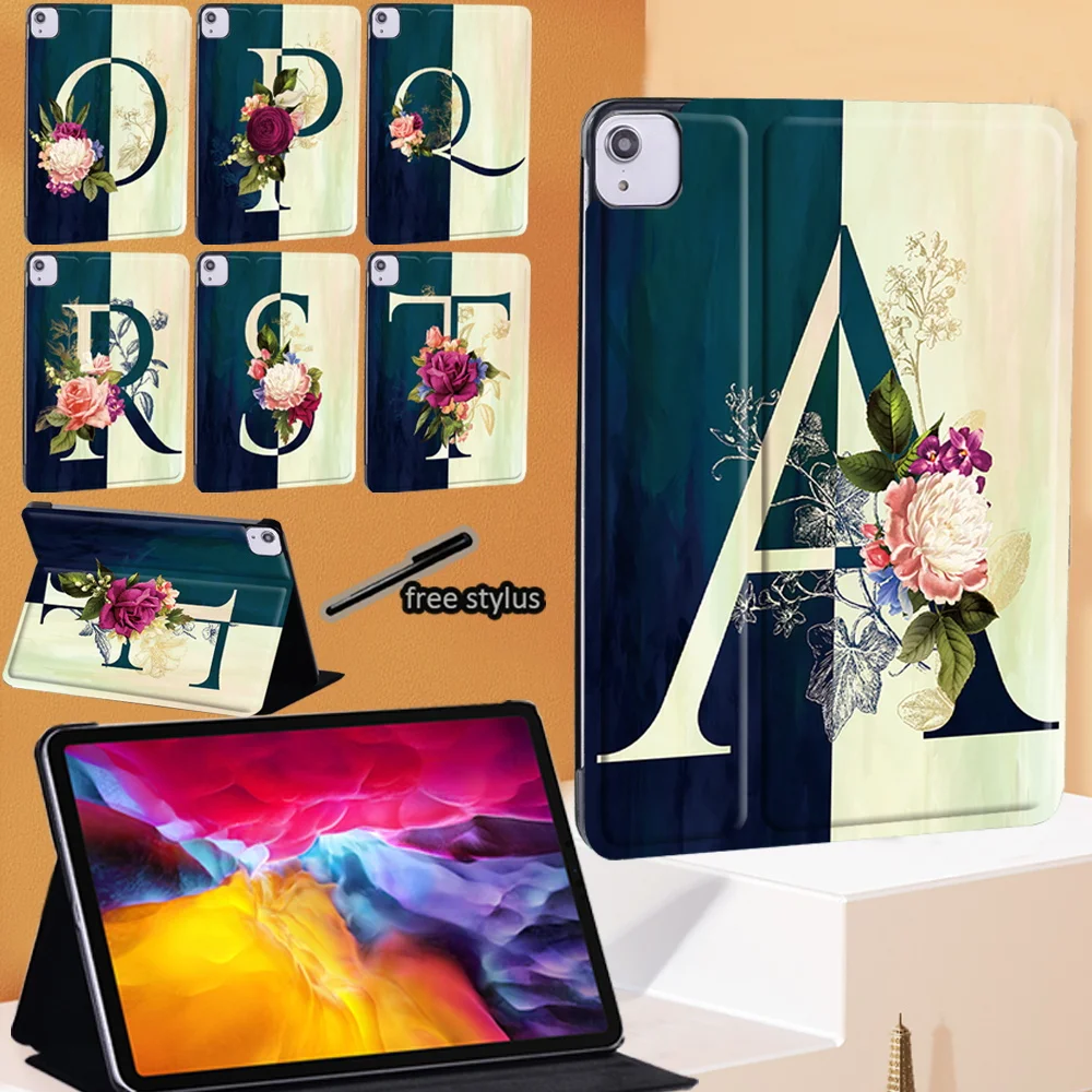 

Tablet Case for Apple IPad Air 4 2020 10.9 Inch Print Letter Pattern Tablet Stand Folio Cover Case + Free Stylus