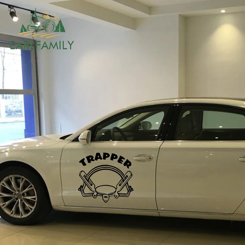 

EARLFAMILY 58cm x 52.4cm 2x White Vinyl Decals Trapper Trap Hunt Country Animal Funny Big Car Stickers Graphic Decal Kit