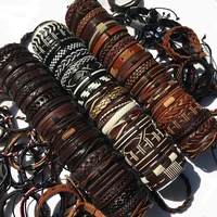 random 50pcslot wrap woven fashion handmade men bracelets male women leather bracelet men bangle wholesale jewelry gift wp15
