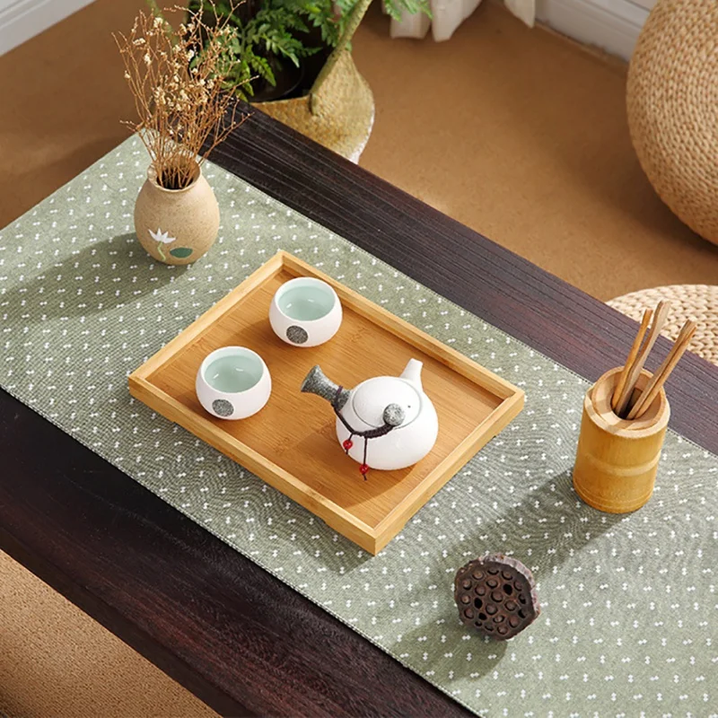 Японский бамбуковый квадратный поднос для еды из цельного дерева чайный набор