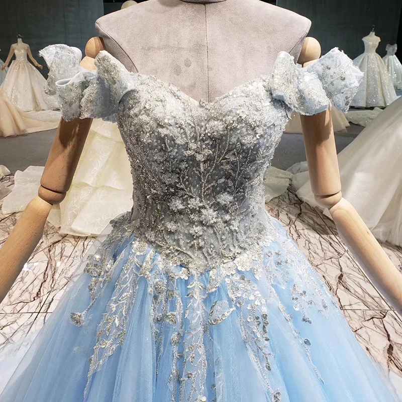 HTL1138 светло-голубые Красивые праздвечерние чные платья для девочек недорогое