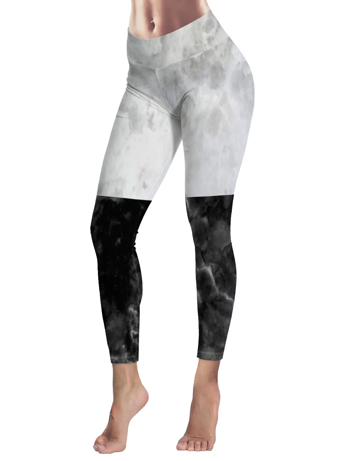 Женские повседневные леггинсы с натуральным мрамором белого и черного цвета