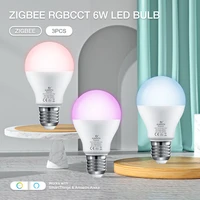 gledopto zigbee 3pcs rgbcct bulb 6w 100 240v colors changing led light bulb hub appvoice control light for home decor
