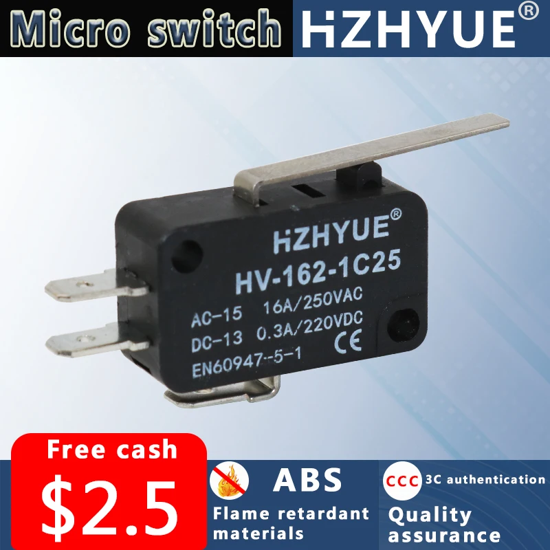 Миниатюрный концевой выключатель микропереключатель 3 контактный Серебряный