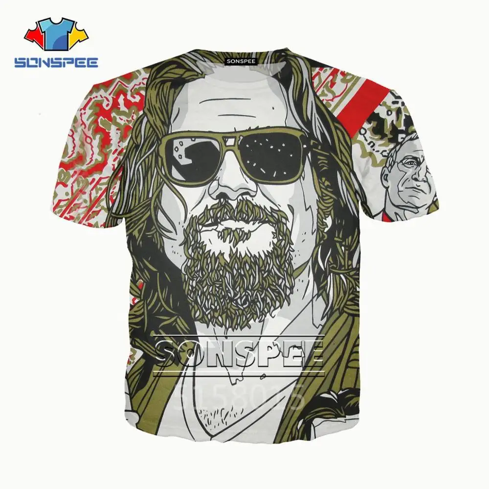 SONSPEE The Big Lebowski Harajuku 3D печатных мужчин и женщин одежда Хип Хоп футболка унисекс короткий рукав Уличная пуловер XK117c