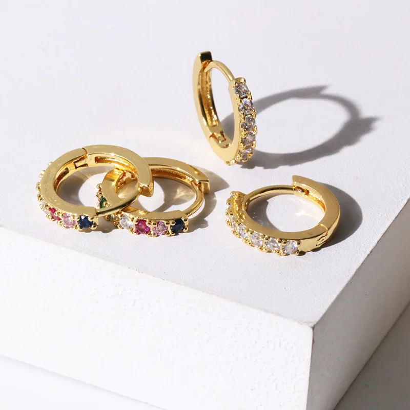 

2021 Trend Colorful Zircon Hoop Earrings Charm Round Earrings For Women Wedding Party Fashion Jewelry Earrings Gifts