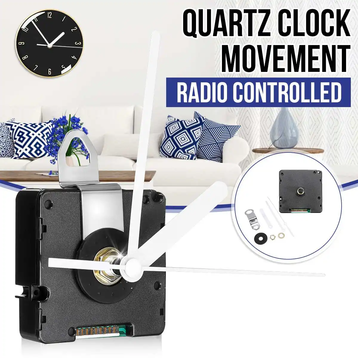 

68mm UK MSF Time Atomic Radio Controlled Silente Quartz Clock Movement Mechanism DIY Kit Clock Accessories
