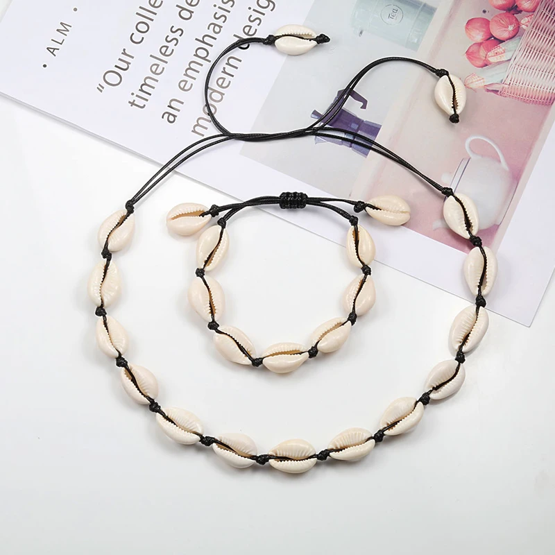 Оригинальное пляжное ожерелье из морских ракушек браслеты модное богемное чокер